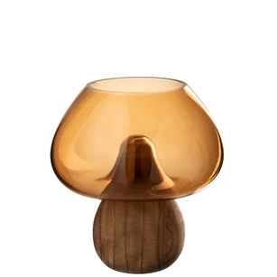 Vaas paddenstoel laag glas caramel