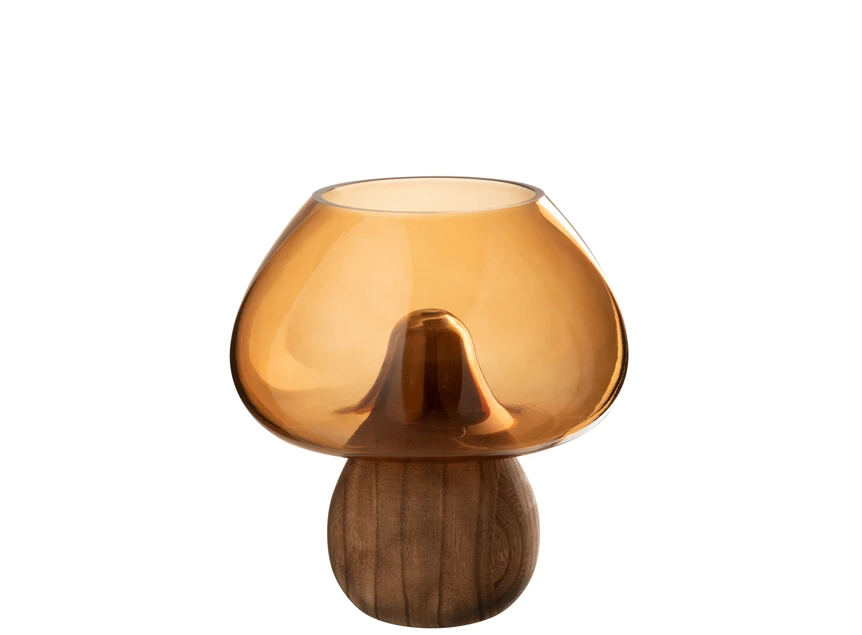 Vaas paddenstoel laag glas caramel