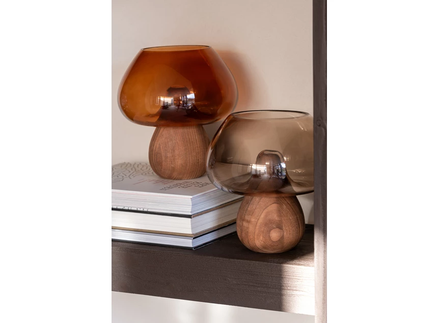 Vaas paddenstoel laag glas caramel sfeer