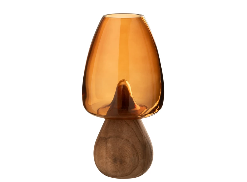 Vaas paddenstoel hoog glas caramel