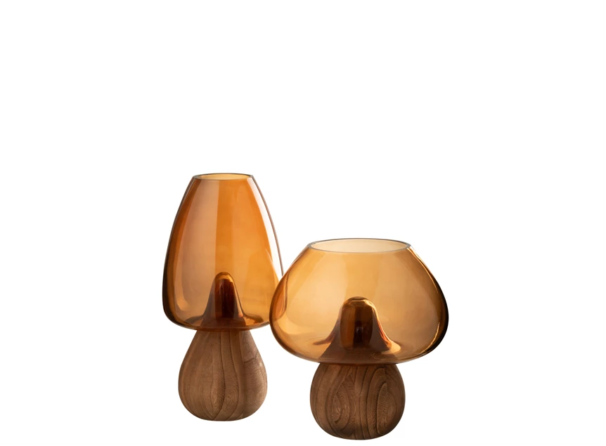 Vaas paddenstoel hoog glas caramel sfeer