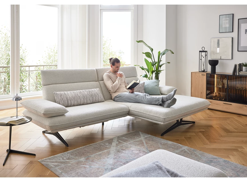 Ligelement Zetel MR 455 met longchair stof wit Koinor Musterring