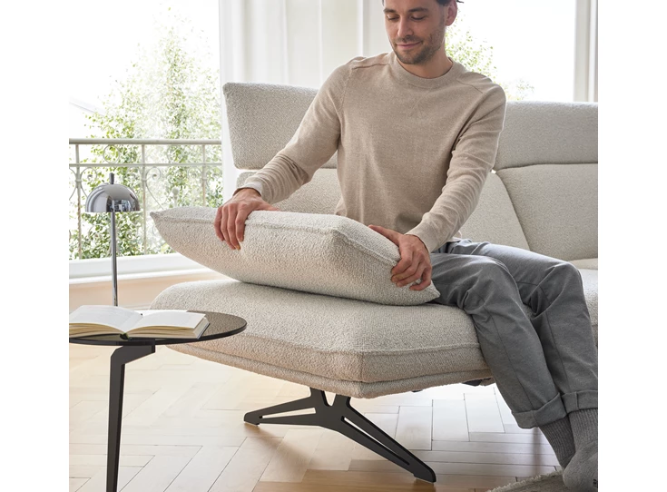 Armverstelling Zetel MR 455 met longchair stof wit Koinor Musterring