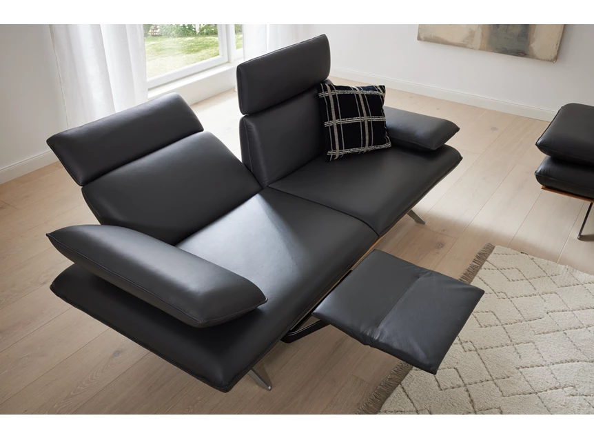 Verstelbare armleuning Zetel MR 455 canapé 2-zit 3-zit leder zwart Koinor Musterring