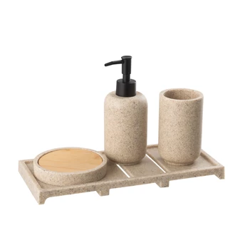 Zeepverdeler on tray polyresin beige/naturel