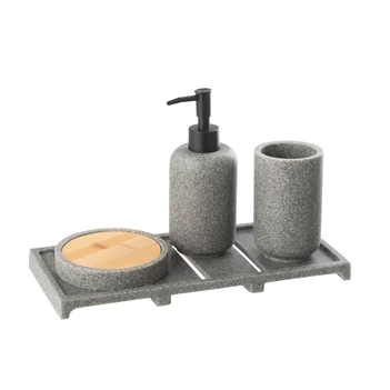 Zeepverdeler on tray polyresin donkergrijs/naturel