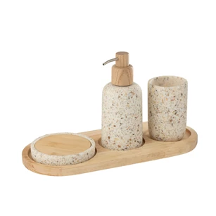 Zeepverdeler op plateau polyresin wit/naturel