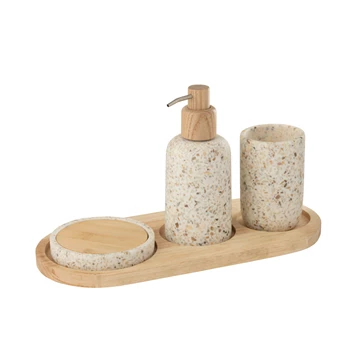 Zeepverdeler op plateau polyresin wit/naturel