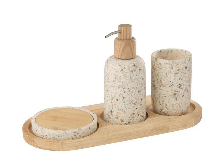 Zeepverdeler op plateau polyresin wit/naturel