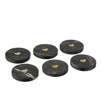 D/6 onderzetter hart marmer zwart/goud