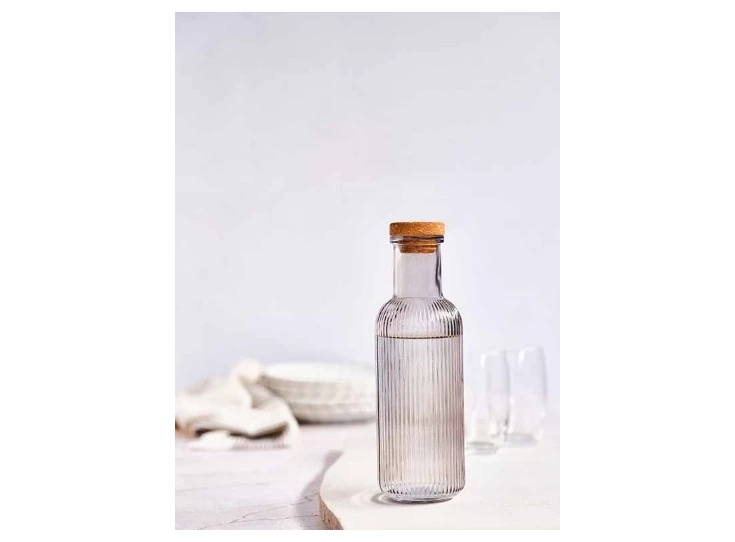 Raya fles grijs 1l met kurk sfeer