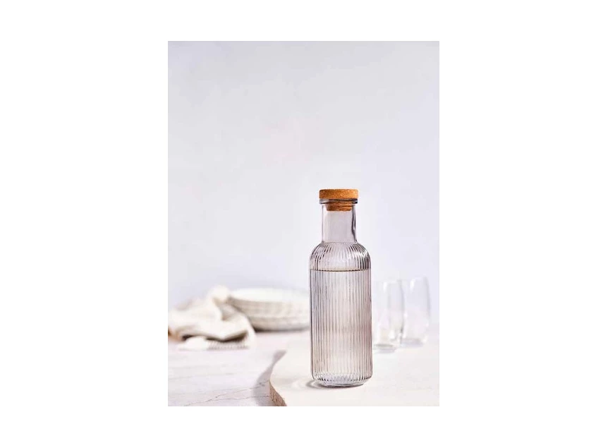 Raya fles grijs 1l met kurk sfeer