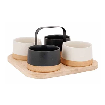 Aperoset bamboe serveerplank + 4 schalen