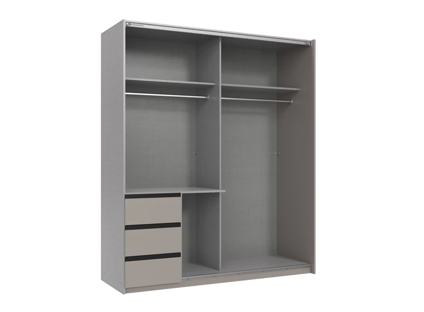 Schuifdeurkast Stade 2 deuren + 3 laden 168x198 blanco open