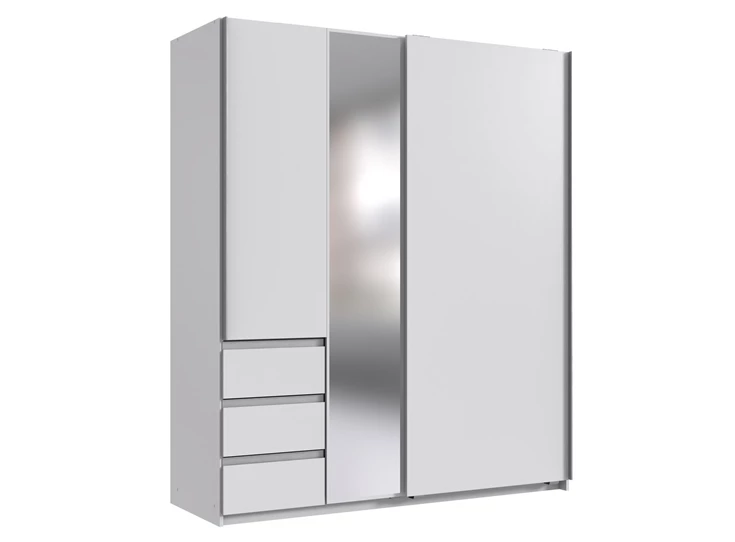 Schuifdeurkast 2 deuren + 3 laden Stade wit blanco