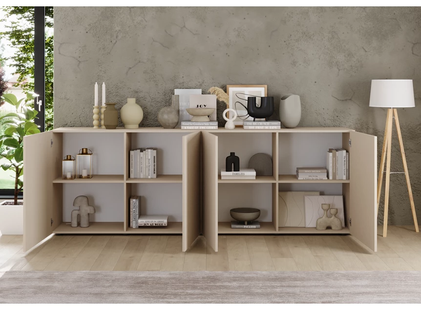 Dressoir Janeiro 4 deuren Cashmere decor open