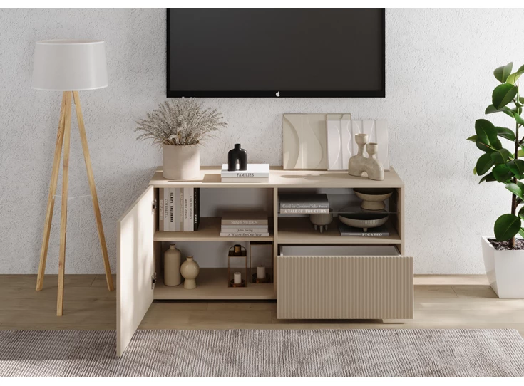 Tv kast Janeiro 1 deur 1 schuif Cashmere decor open