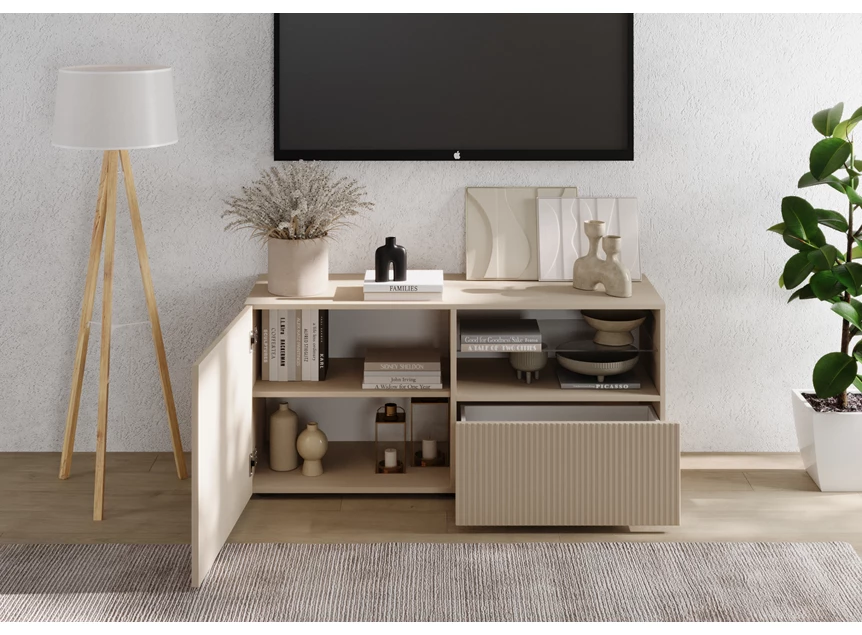 Tv kast Janeiro 1 deur 1 schuif Cashmere decor open