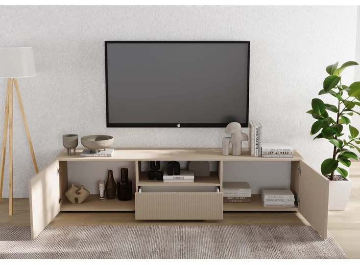 Tv kast Janeiro 2 kasten 1 schuif Cashmere decor open