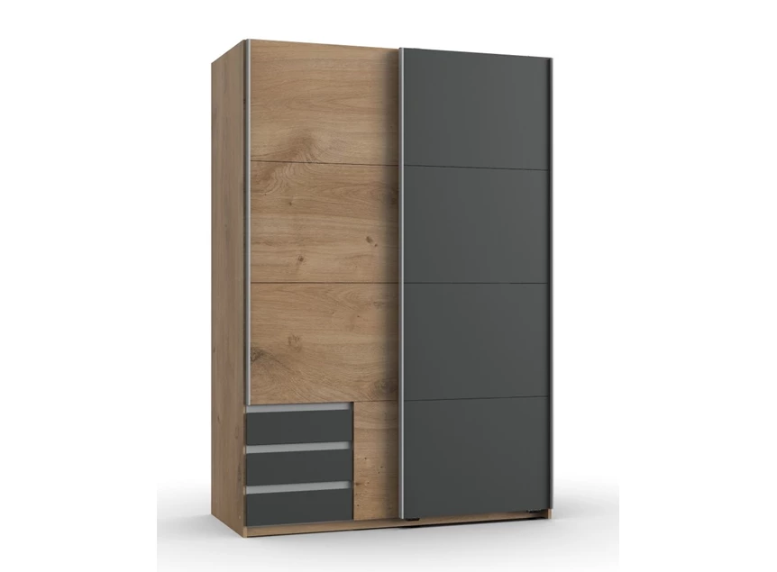 Schuifdeurkast 2 deuren + 3 laden 135x198 Emden blanco