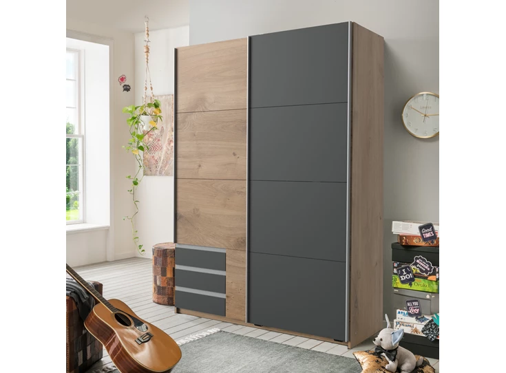 Schuifdeurkast 2 deuren + 3 laden 135x198 Emden decor