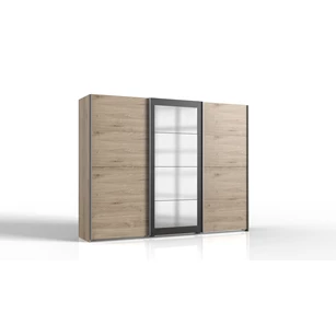 Schuifdeurkast Minden 3 deuren + spiegel 270x208 eiken blanco