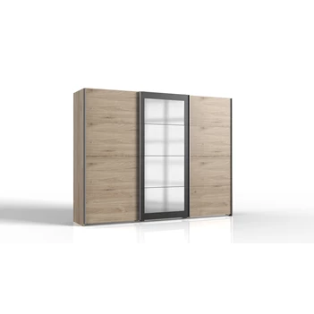 Schuifdeurkast Minden 3 deuren + spiegel 270x208 eiken blanco