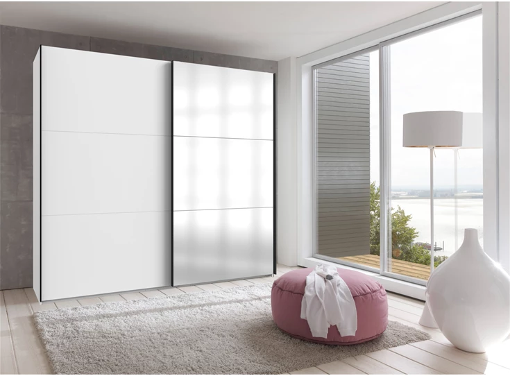 Schuifdeurkast 2 deuren + spiegel 200 Level wit decor