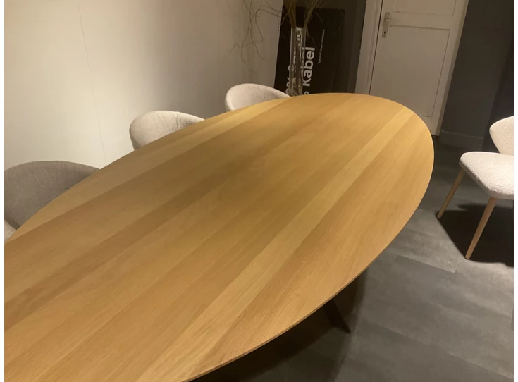 Bovenblad Eettafel Twist ovaal massief eik hout white wash Diadesi