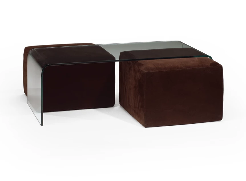 Met poefen Salontafel Mercurio transparant glas T058VX3 Natuzzi Italia