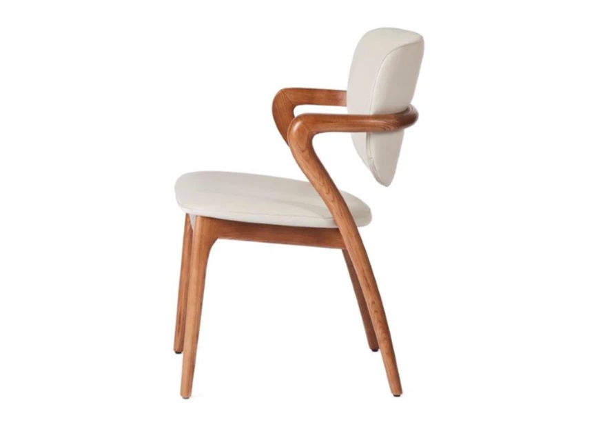 Zijkant Armstoel Vogue Tempest kunstleder light grey frame brown Lievens