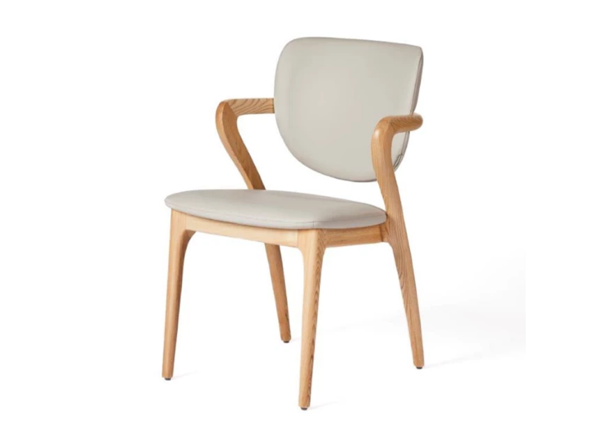 Armstoel Vogue Tempest kunstleder light grey frame natural Lievens