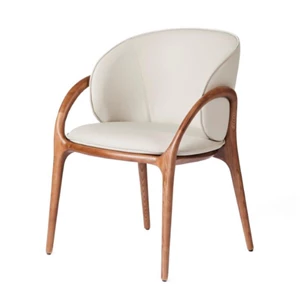 Armstoel Loop Vision kunstleder light grey frame brown Lievens