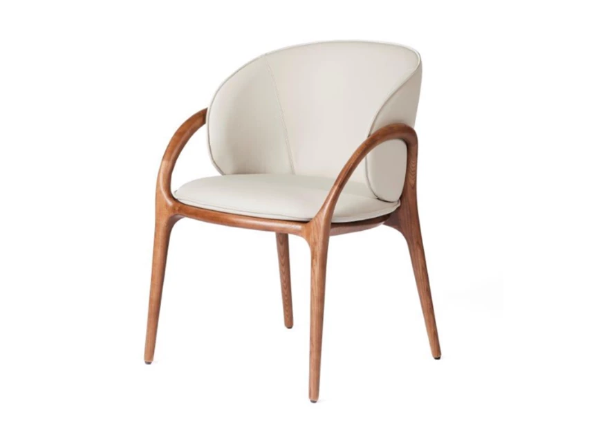 Armstoel Loop Vision kunstleder light grey frame brown Lievens