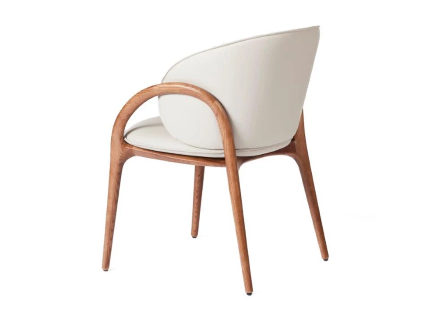 Achterkant Armstoel Loop Vision kunstleder light grey frame brown Lievens