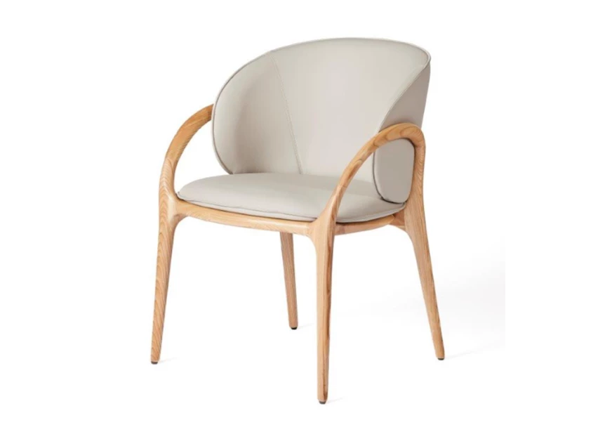 Armstoel Loop Vision kunstleder light grey frame natural Lievens