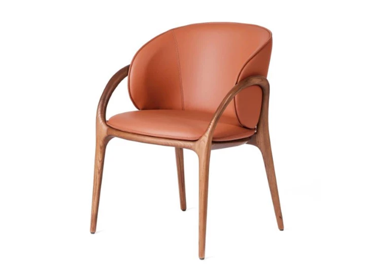 Armstoel Loop Vision kunstleder brick frame brown Lievens