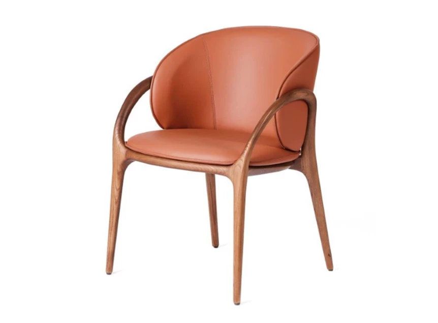 Armstoel Loop Vision kunstleder brick frame brown Lievens