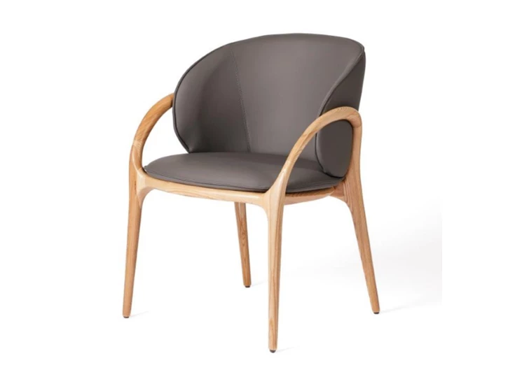 Armstoel Loop Vision kunstleder dark grey frame natural Lievens