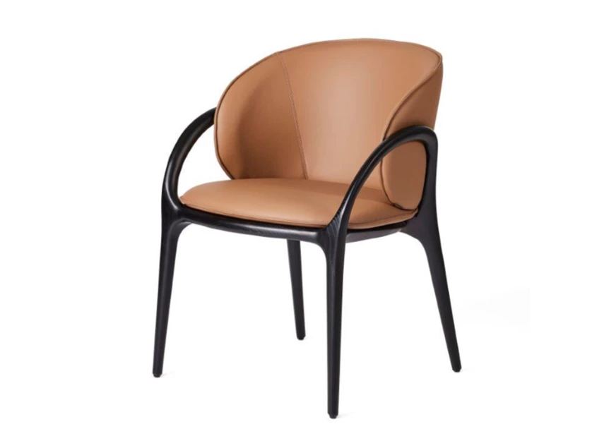 Armstoel Loop Vision kunstleder brown frame black Lievens