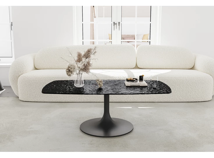 Sfeerfoto Salontafel Calise rechthoekig waterglas zwart Lievens