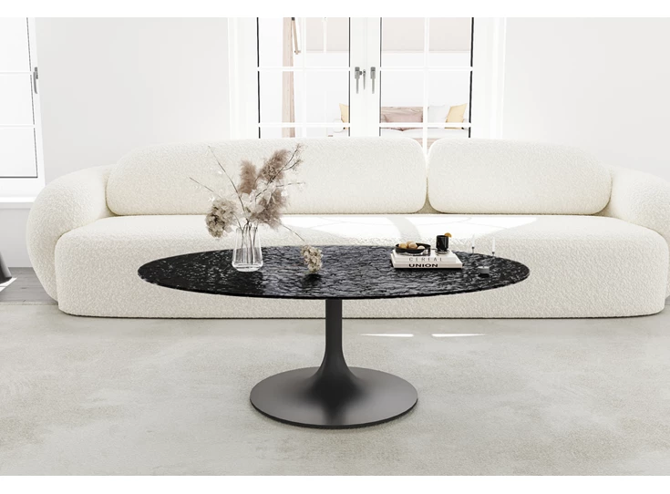 Sfeerfoto Salontafel Calise ovaal waterglas zwart Lievens