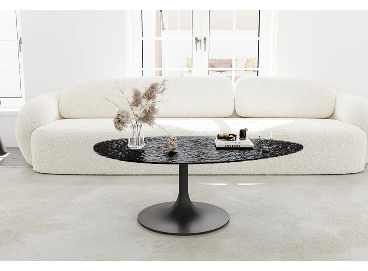 Sfeerfoto Salontafel Calise onregelmatig waterglas zwart Lievens