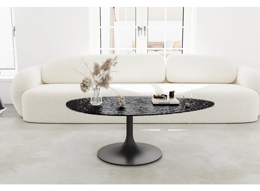 Sfeerfoto Salontafel Calise onregelmatig waterglas zwart Lievens