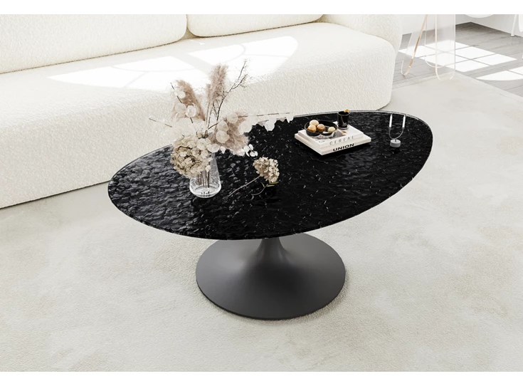 Bovenkant Salontafel Calise onregelmatig waterglas zwart Lievens