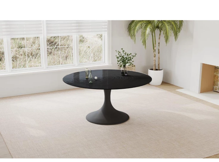 Zijkant Tafel Droplet Calise waterdrop zwart glas Lievens