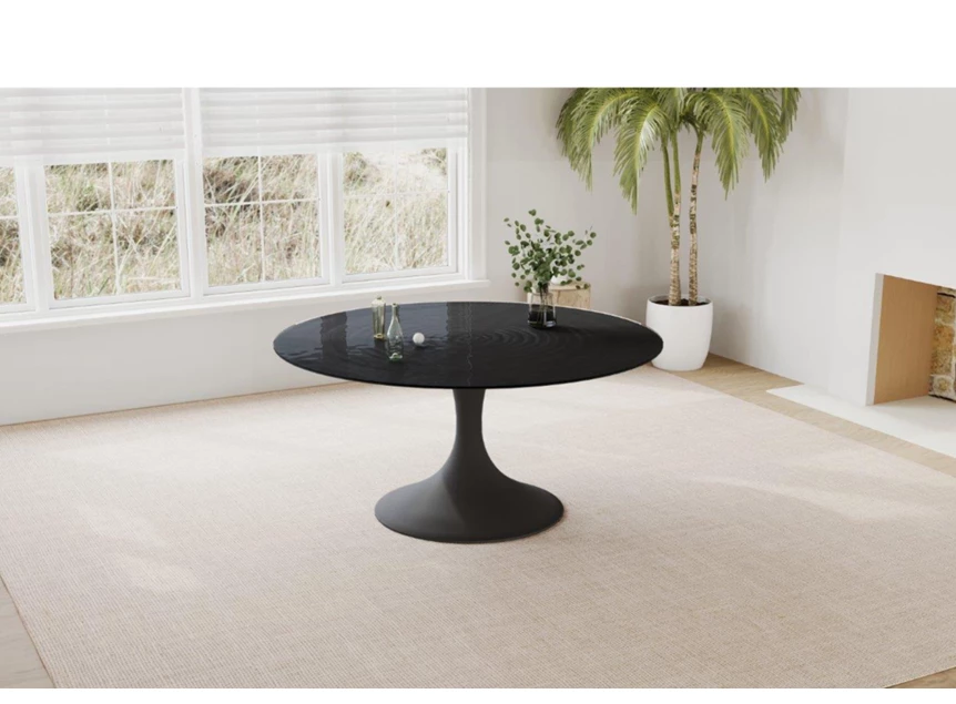 Zijkant Tafel Droplet Calise waterdrop zwart glas Lievens