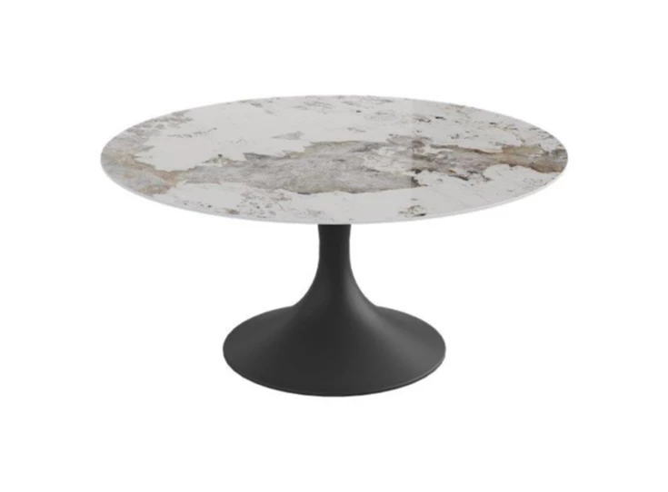 Eettafel Droplet Calise rond keramiek Elysium Brown Lievens