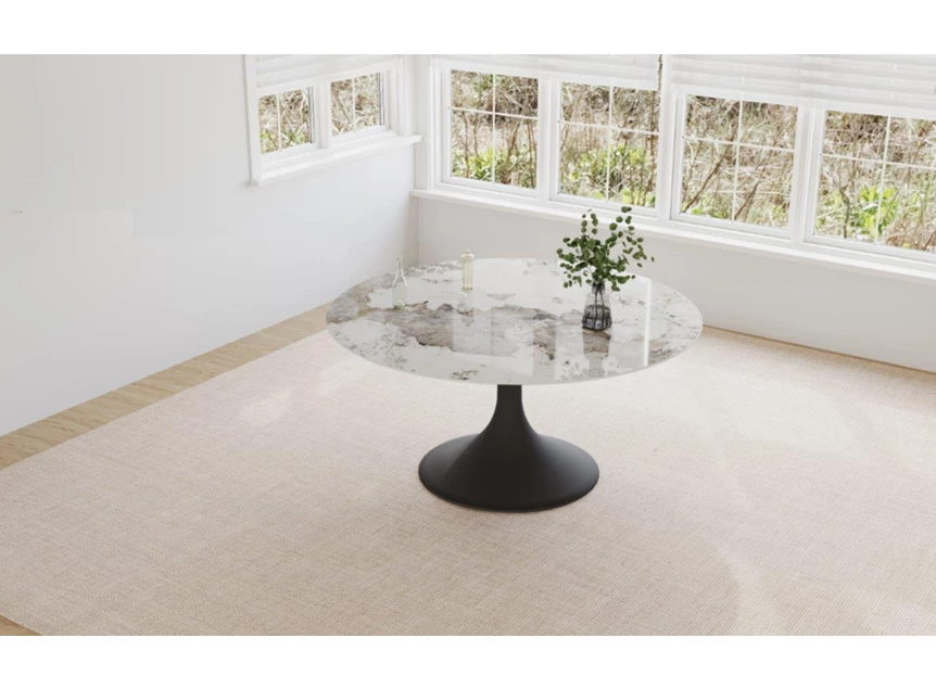 Bovenkant Eettafel Droplet Calise rond keramiek Elysium Brown Lievens