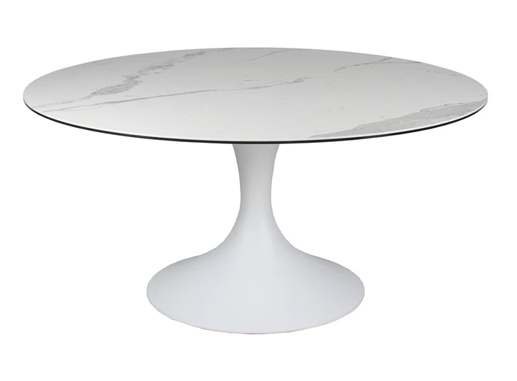 Eettafel Droplet Calise rond keramiek wit Lievens
